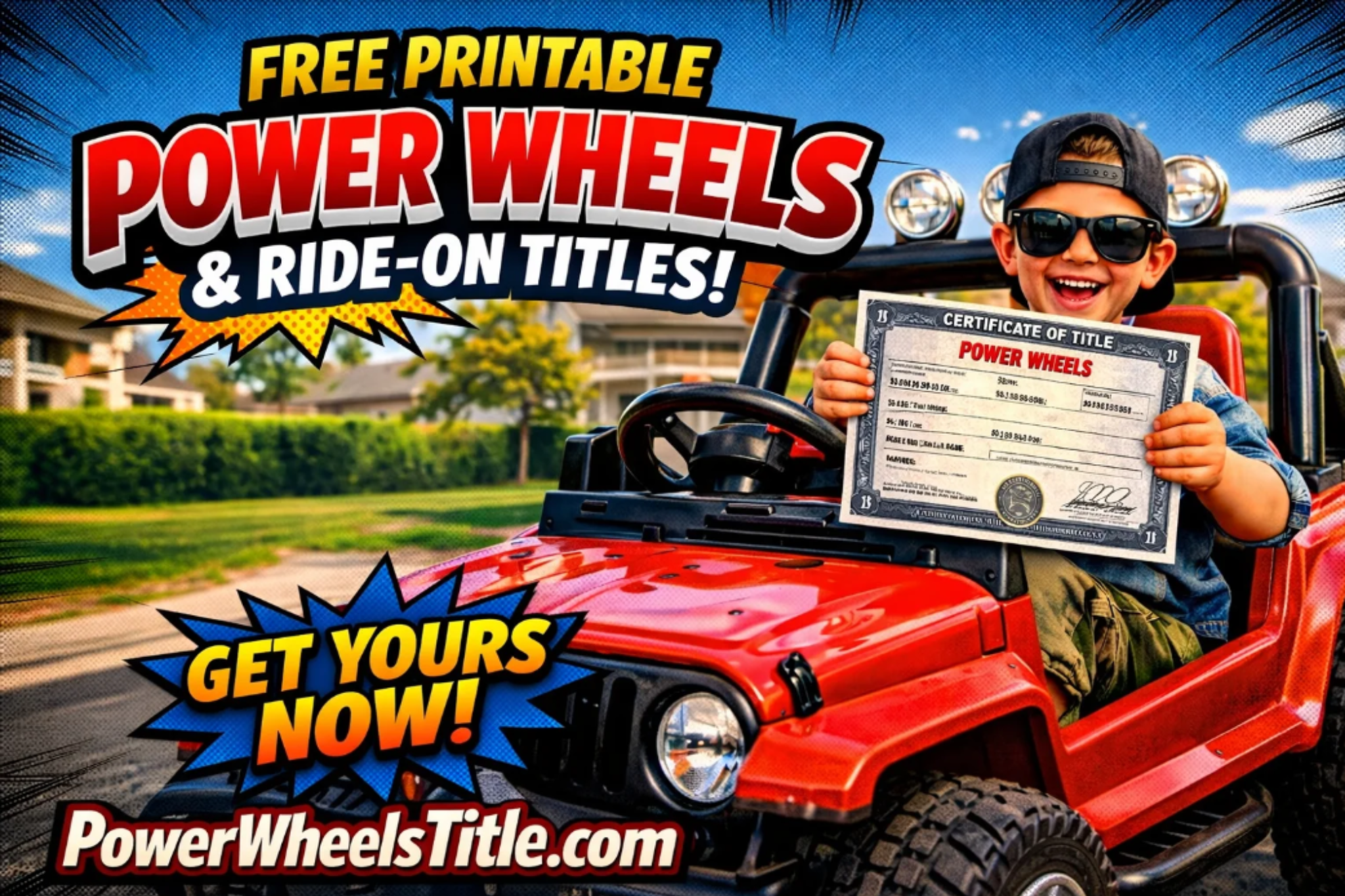 Free Power Wheels Title Generator — Official Printable Certificate for Kids